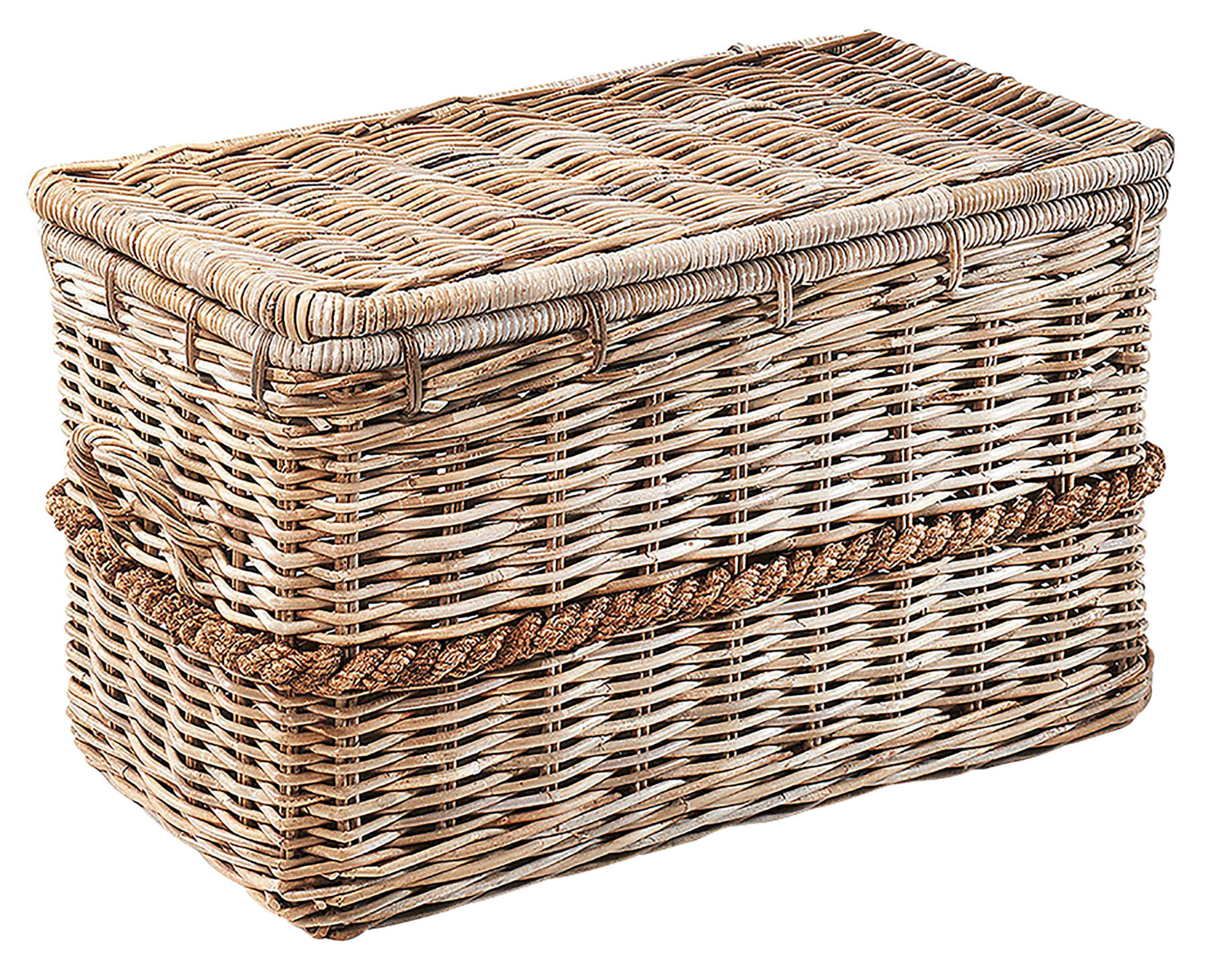 Kobolo Rattantruhe mit Griffen und Deckel 80x45x48 cm