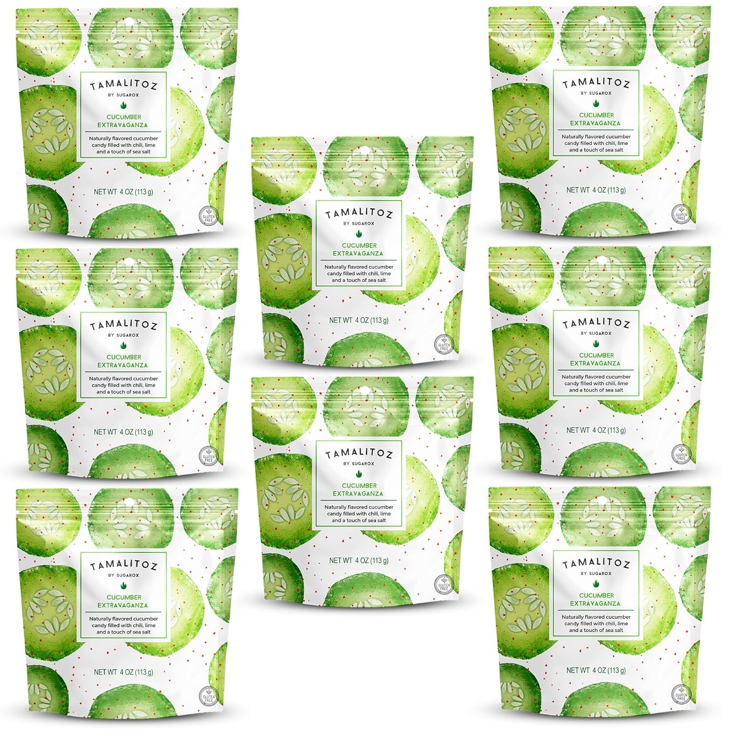 Tamalitoz Divine Watermelon – Spicy Watermelon Mexican Hard Candy Filled with Chile, Lime & Sea Salt – Handcrafted Fruit Candy, Gluten-Free, Kosher, No Artificial Colors, 5 Bags – 4oz Each