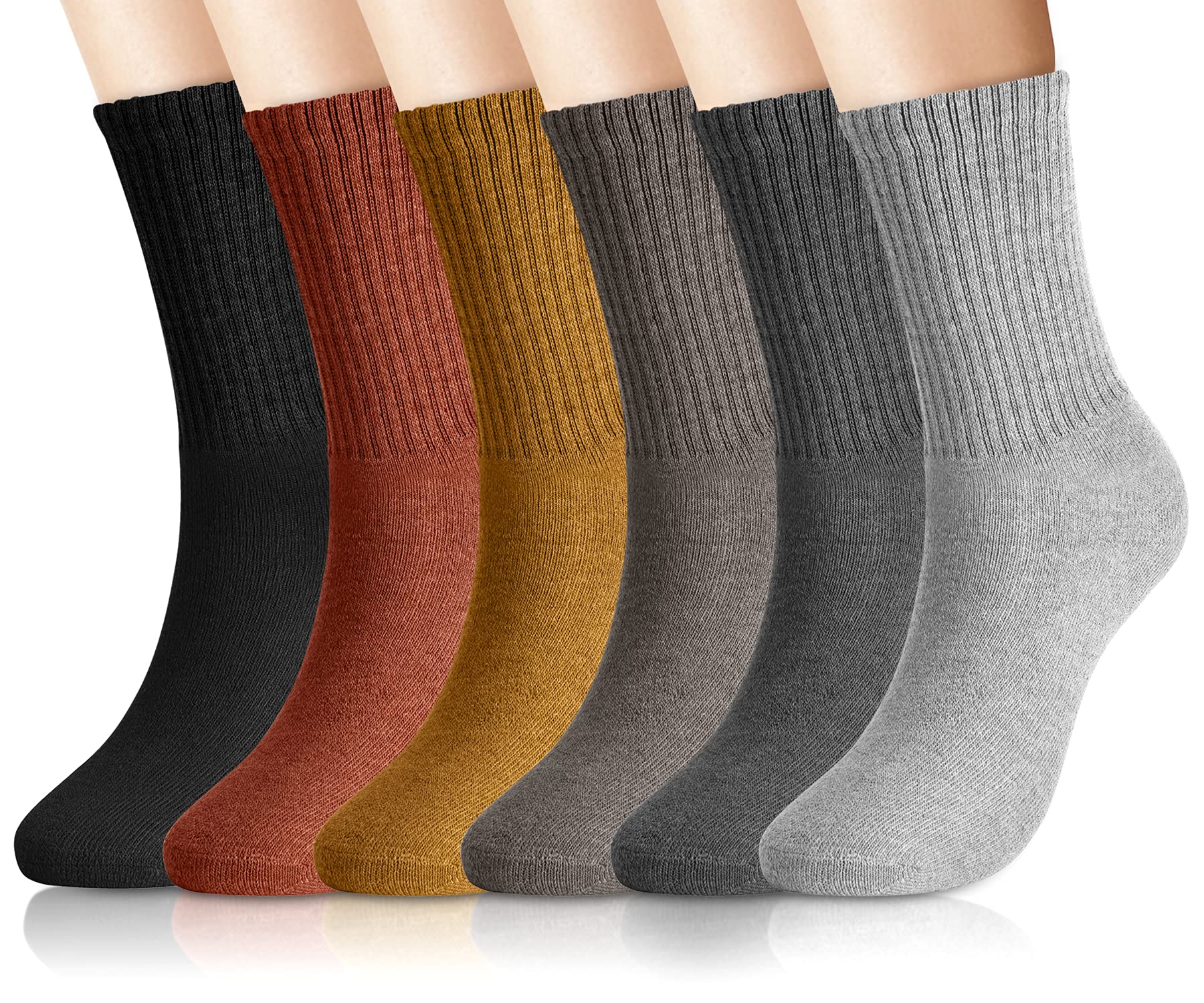 Womens Warm Socks 6 Pairs Wool Thermal Socks Winter Socks Casual Socks Ladies Length Socks Comfy Thick Socks
