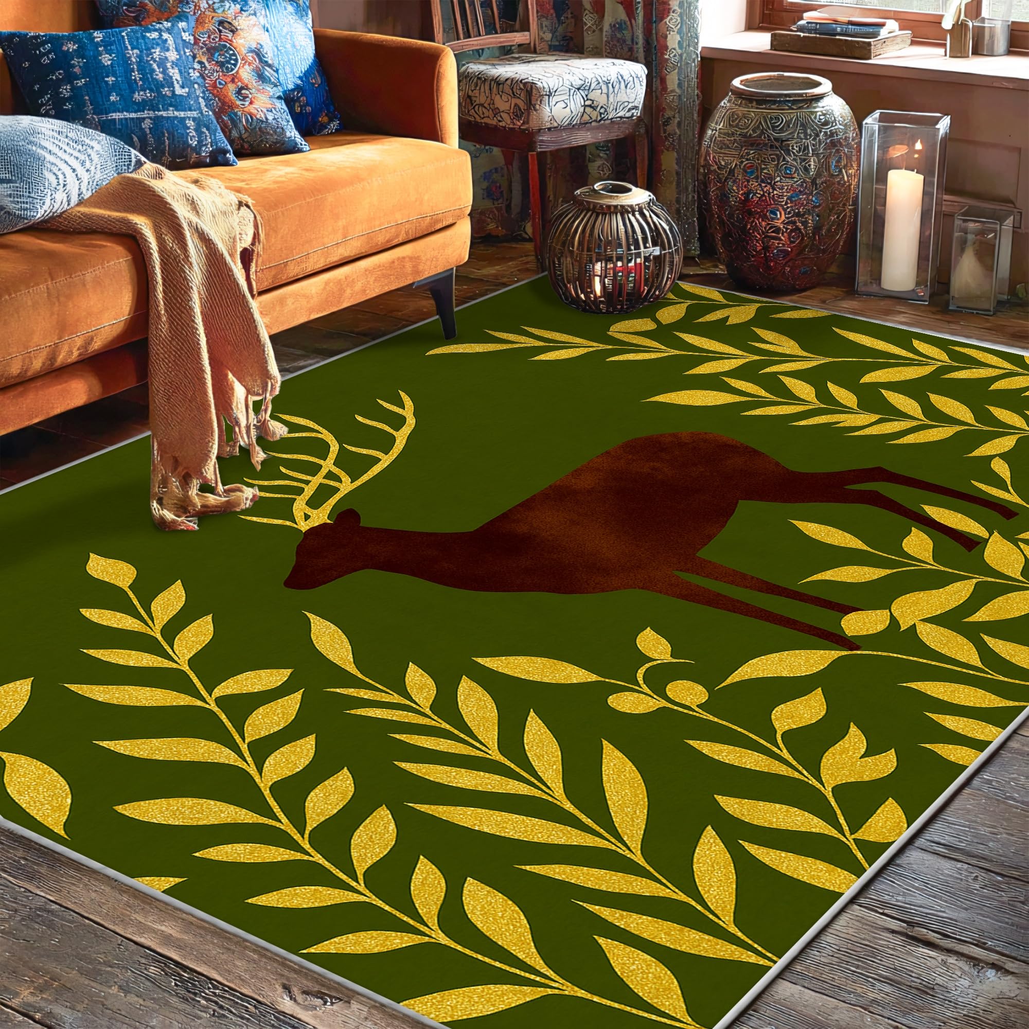 Tapis de sol cerf avec envers antidérapant déco automne pour couloir