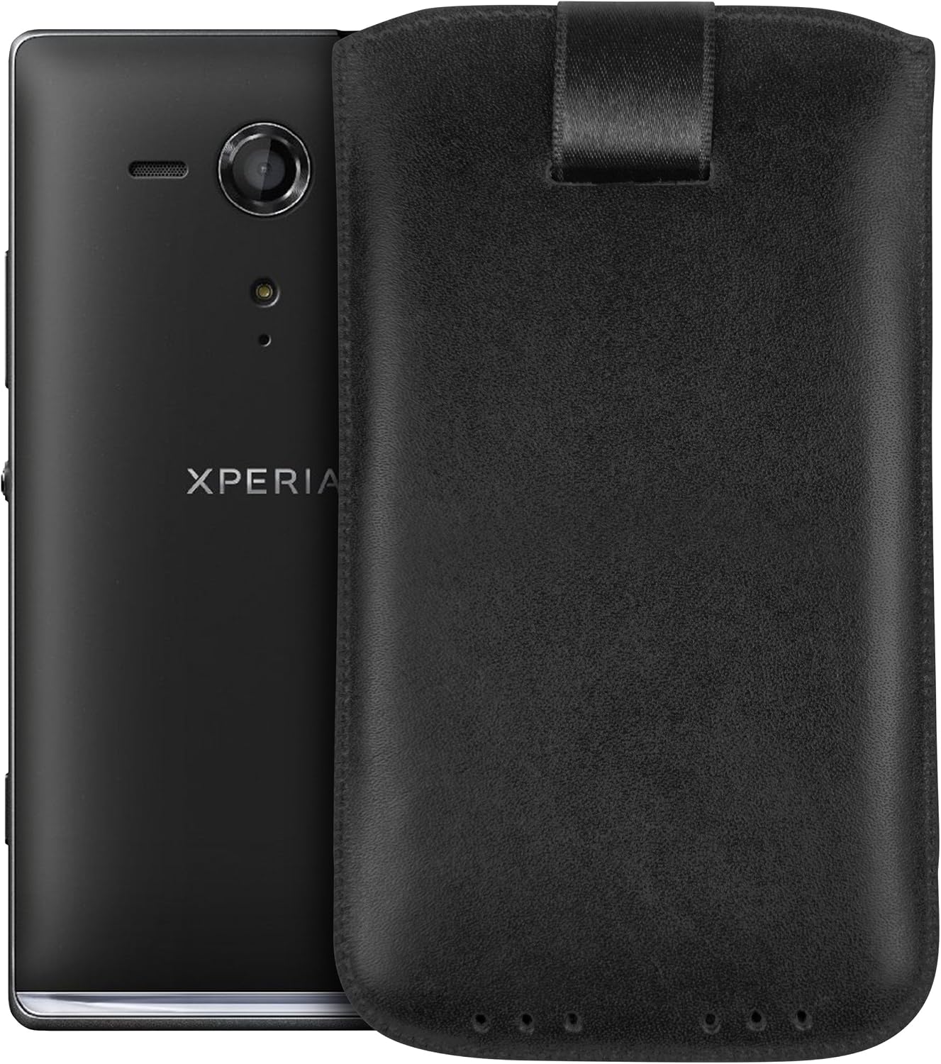 mumbi Case for Sony Xperia SP Genuine Leather with Pull-Up Strap