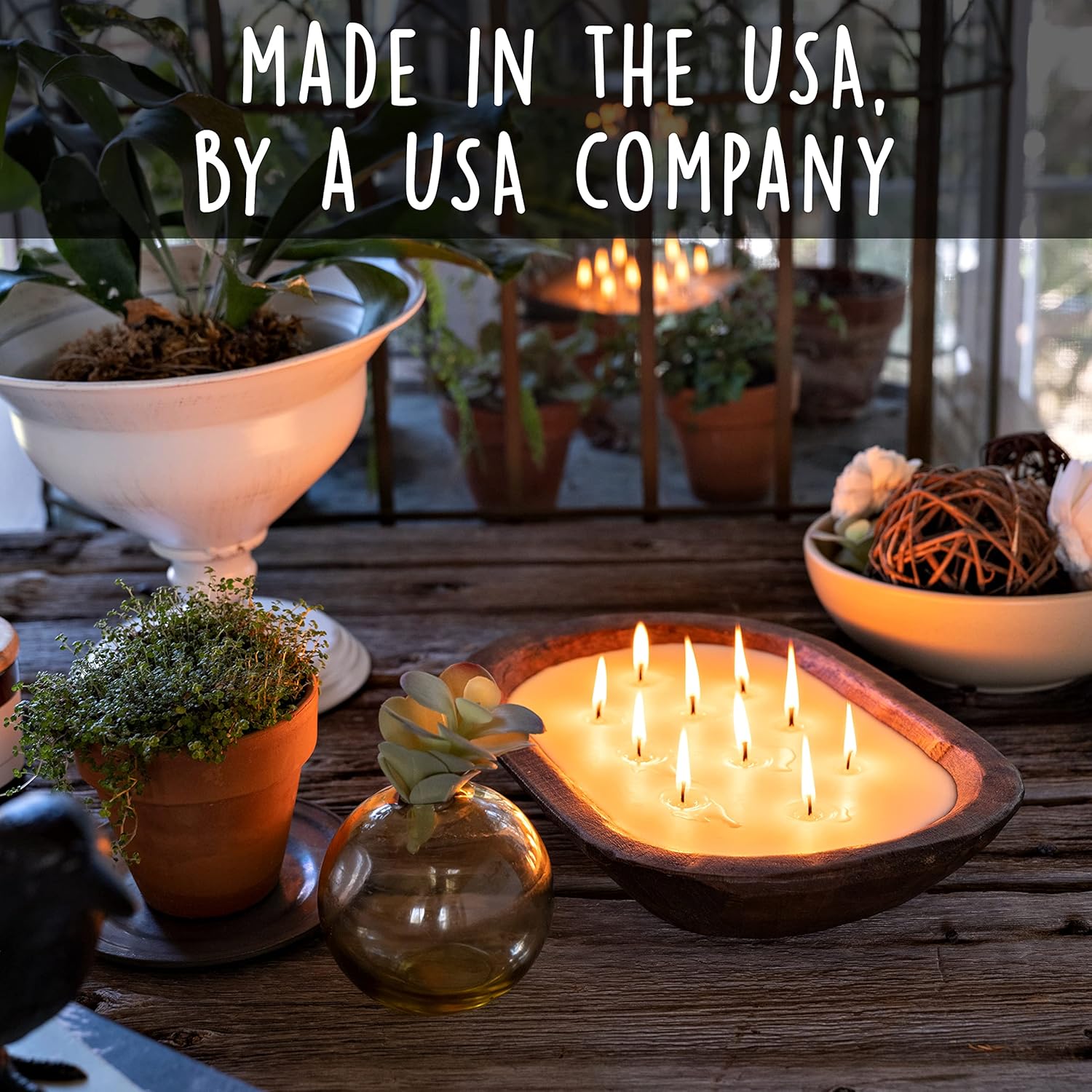 Wooden Dough Bowl Candles 10x14 Inch, Wooden Dough Bowl Soy Candle, Farmhouse Doughbowl Candle Tabletop Decor