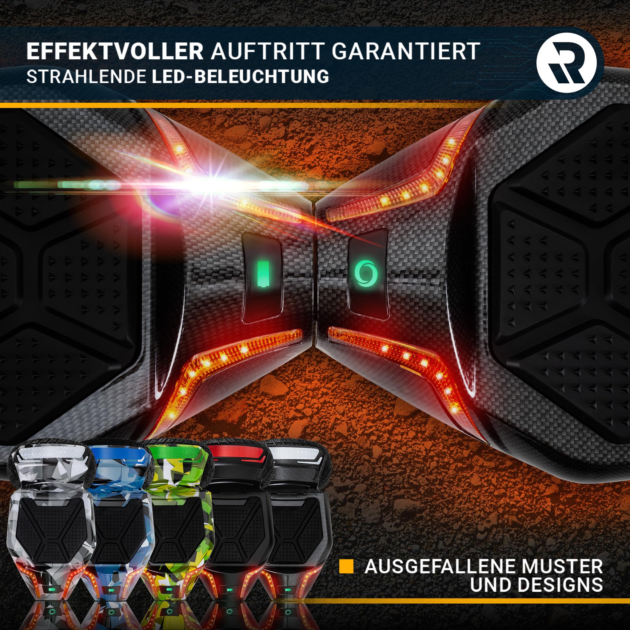 Robway X2 Hoverboard | 𝐃𝐀𝐒 𝐎𝐑𝐈𝐆𝐈𝐍𝐀𝐋 ® Hoverboards für Kinder Jugendliche & Erwachsene - APP Steuerung - 𝟮 x 𝟯𝟓𝟬 Watt Motoren - Self-Balance - Bluetooth (X2 Carbon, Offroad)