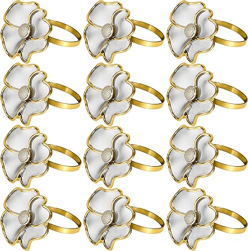 TABLETROVES Servilleteros de flores  No se oxidan, elegantes servilleteros para servilletas de papel y manteles para cenas informales, Navidad, Día