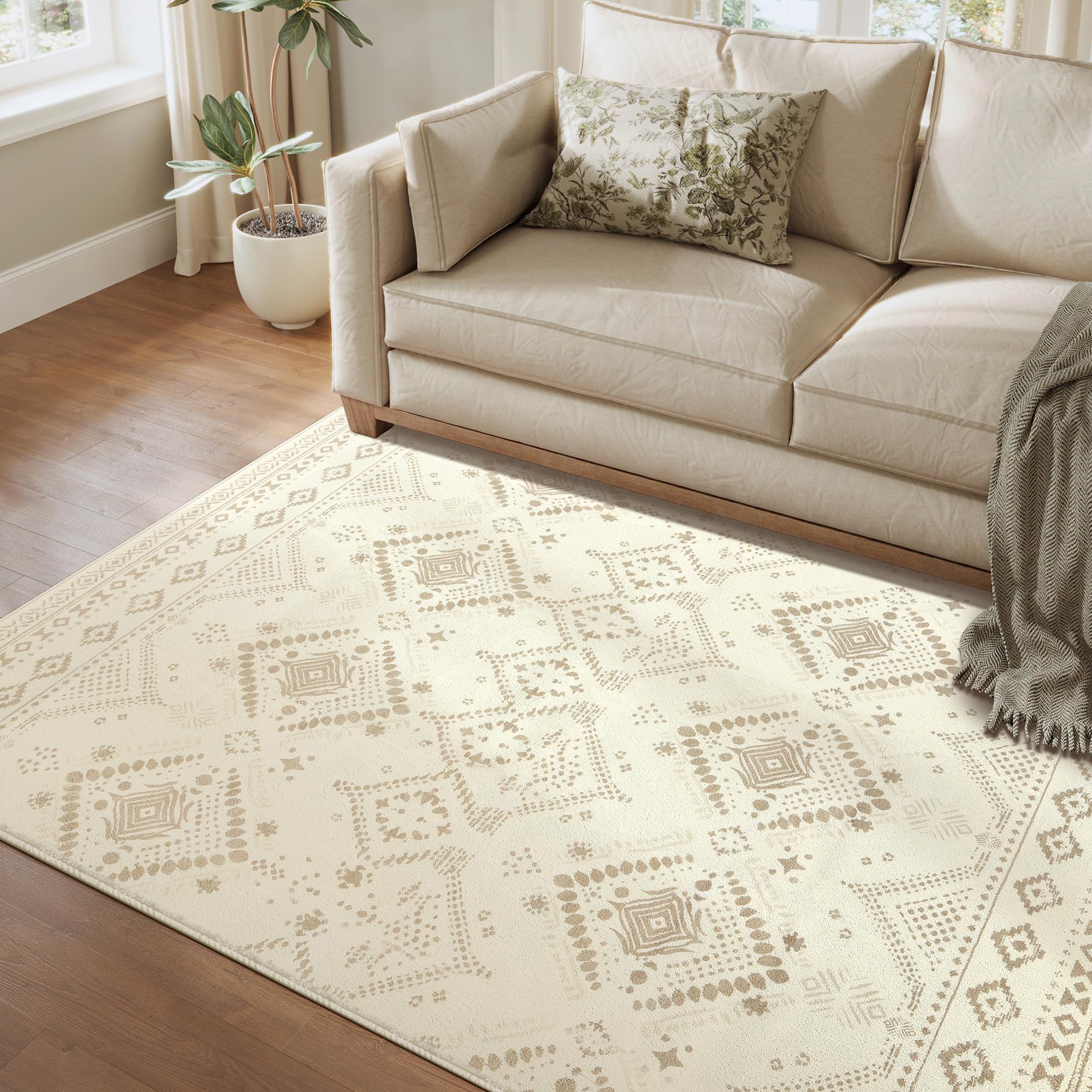 SONGMICS HOME 5x7 Boho Area Rug - Non-Slip