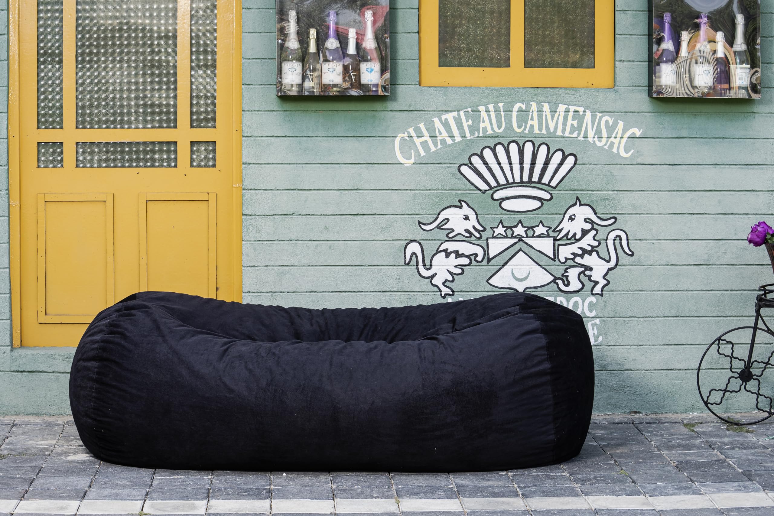 King Comfort 6ft Velvet Bean Bag Cover – Ultra Soft, Washable & Durable Lounge Chair Cover for Home, Office, Bedroom & Living Room (Filling Not Included) Black-image-10