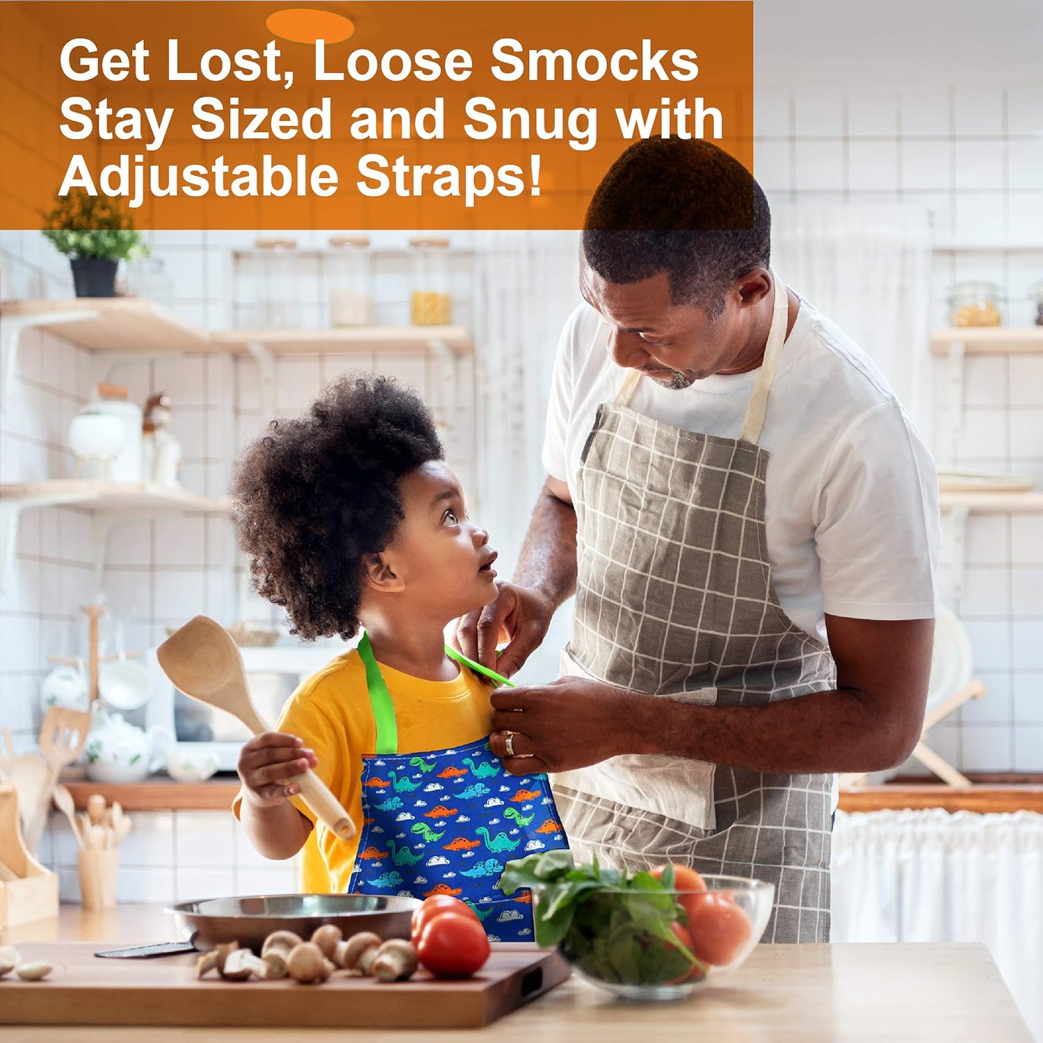 Art Smock and Apron for Kids Child and Toddler for Cooking, Baking, Ages 3-8 - Image 3