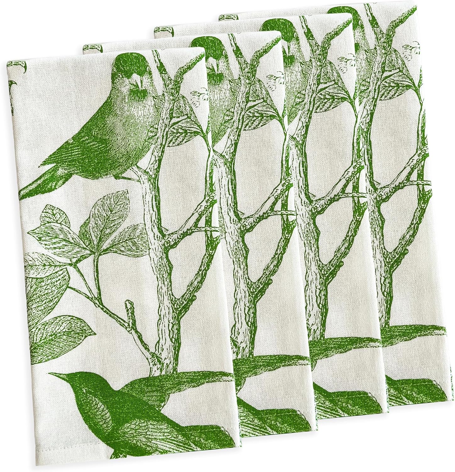 Caskata Arbor Birds Green Dinner Napkins Set of 4 | 100% Cotton Cloth Set for Entertaining or Everyday Table | for Wedding, Birthday, Christmas Green and White, 22 Inch Square