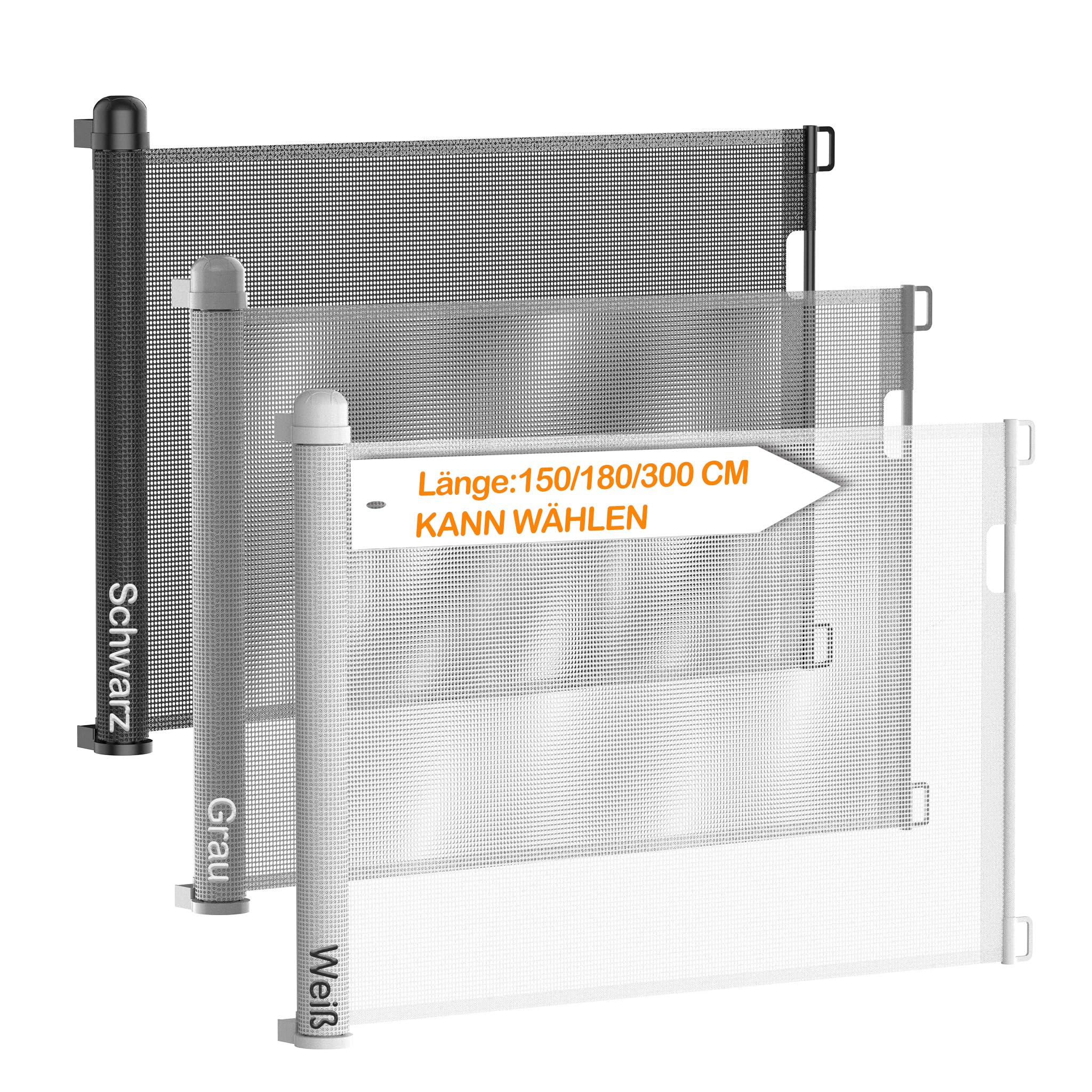 Rejilla de protección para escaleras, extensible, 0 – 180 cm, para bebés y mascotas, rejilla protectora para escaleras, puertas, interior y exterior – Gris