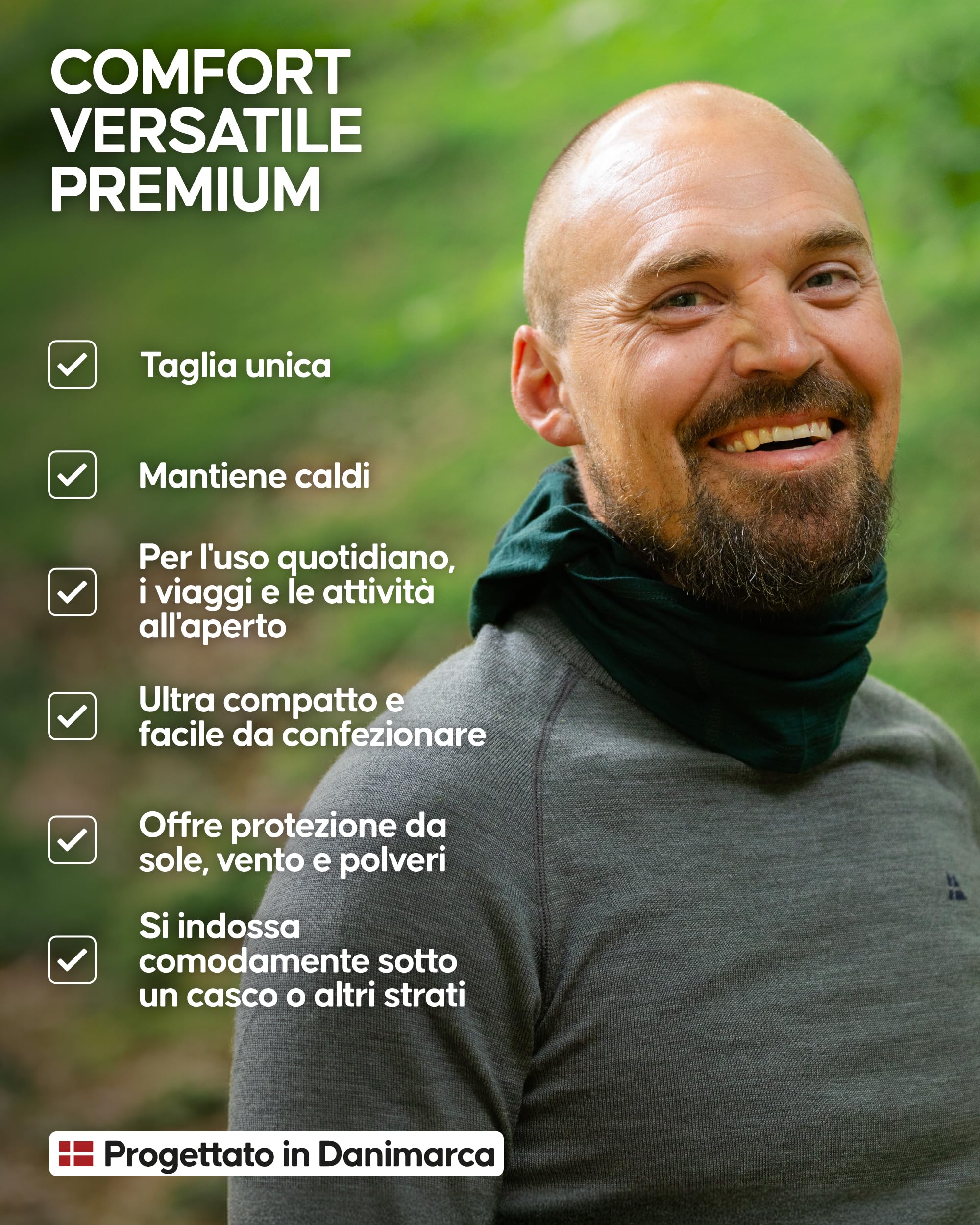 DANISH ENDURANCE Scaldacollo Leggero 100% Lana Merino, Copricollo Invernale Multifunzione, per Uomo e Donna