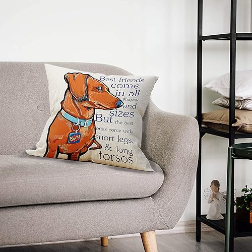 Miniatura 2 de Mancheng-zi Funda de almohada de perro salchicha Decoración de perro salchicha Divertidos regalos para mamá Doxie, funda de cojín de 18 x 18