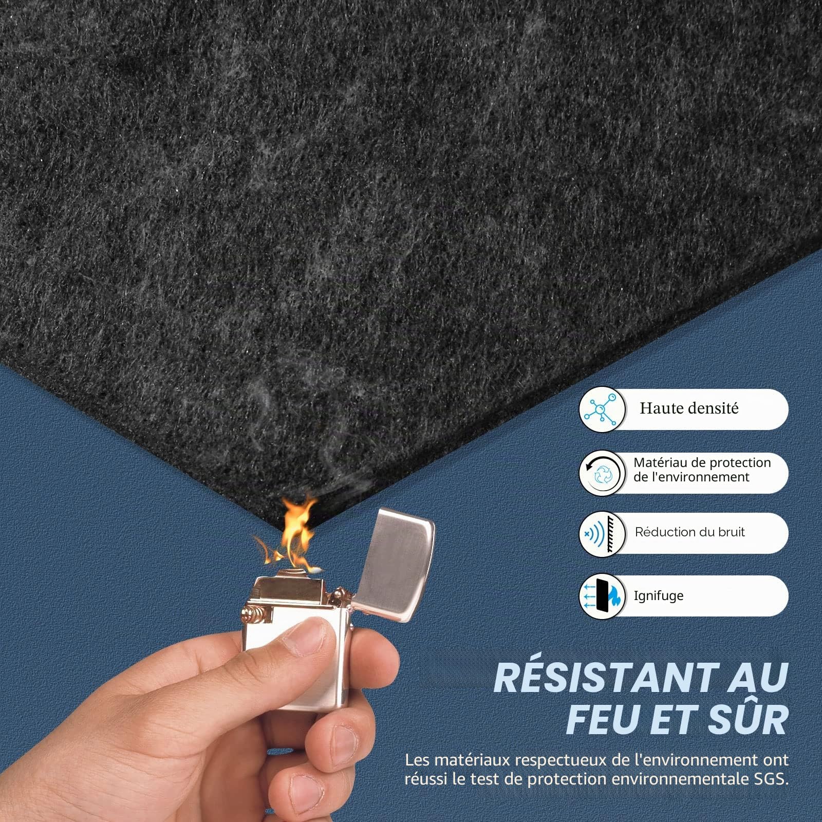 Lot de 12 plaques acoustiques carrées autocollantes - Isolation acoustique haute densité - Pour mur, plafond, bois et porte - Panneau acoustique - Plaque acoustique - 30 x 30 x 0,9 cm - Noir