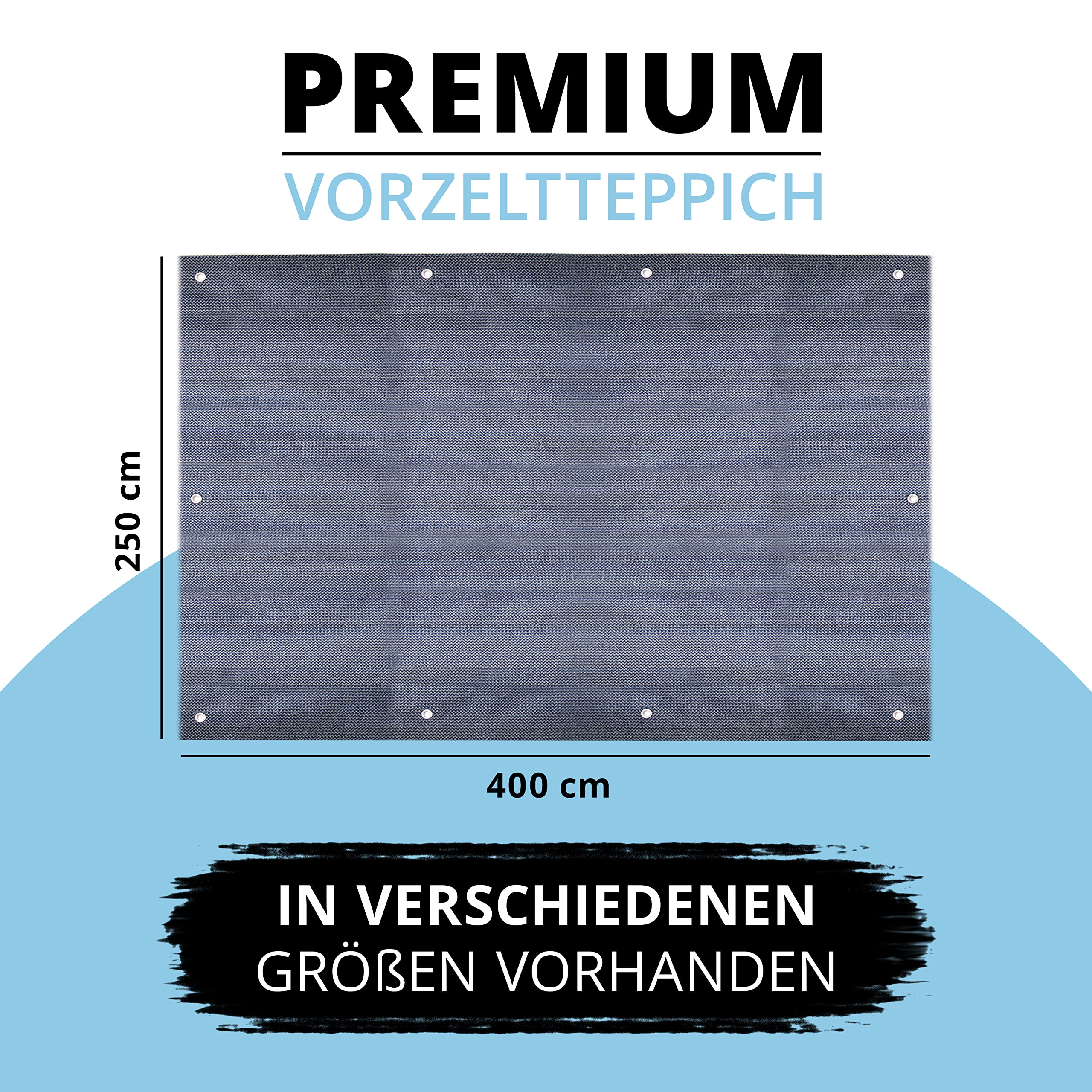 tappeto per tende, materassino da campeggio impermeabile, perfetto per tende, camper, roulotte, colore grigio, grau, 250cm x 400cm