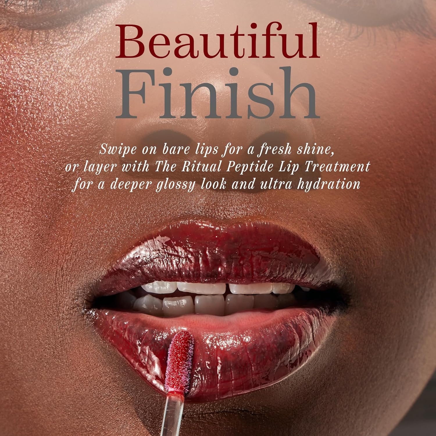 Cote Beauty's Tempted Peptide Lip Shine, Ultra Hydrating & Long-Lasting Warm Berry Plumping Lip Gloss for Women with Hyaluronic Acid, Shea Butter & Jojoba Oil, Vegan & Cruelty-Free, 0.12 Fl Oz