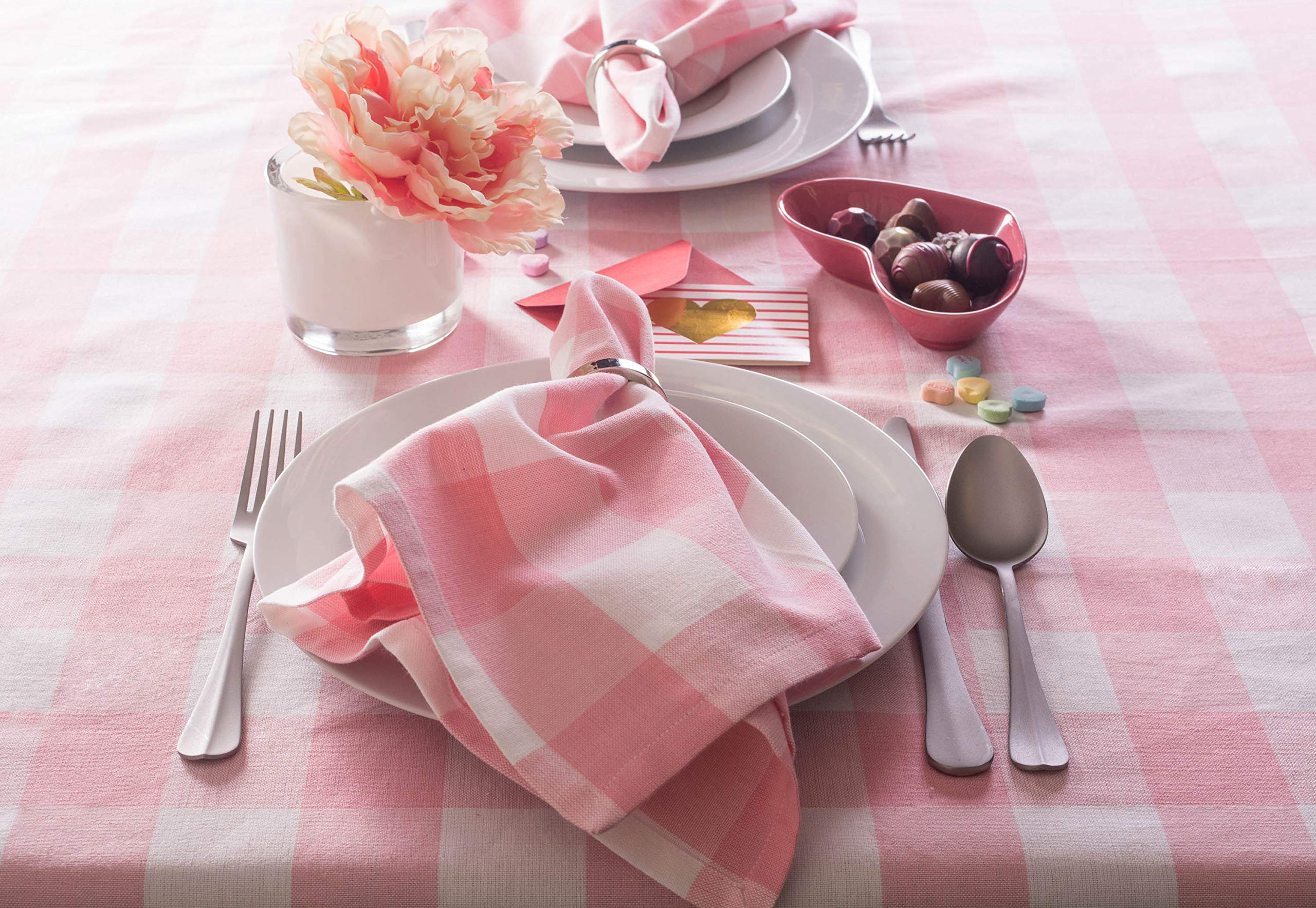 DII Buffalo Check Collection, Classic Farmhouse Tablecloth, Tablecloth, 60x120, Pink & White, Pink / White, 120 x 60 inch (Rectangular) - Image 4