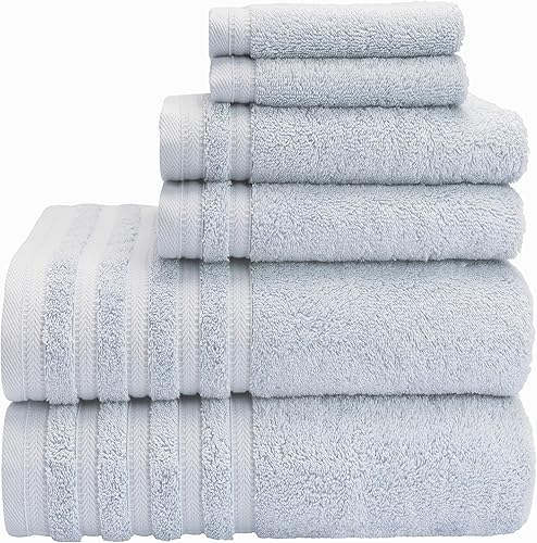 Miniatura 5 de Baltic Linen Company juego de 6 toallas de calidad de lujo Pure Elegance, de algodón turco 100%, Algodón, Azul claro, M