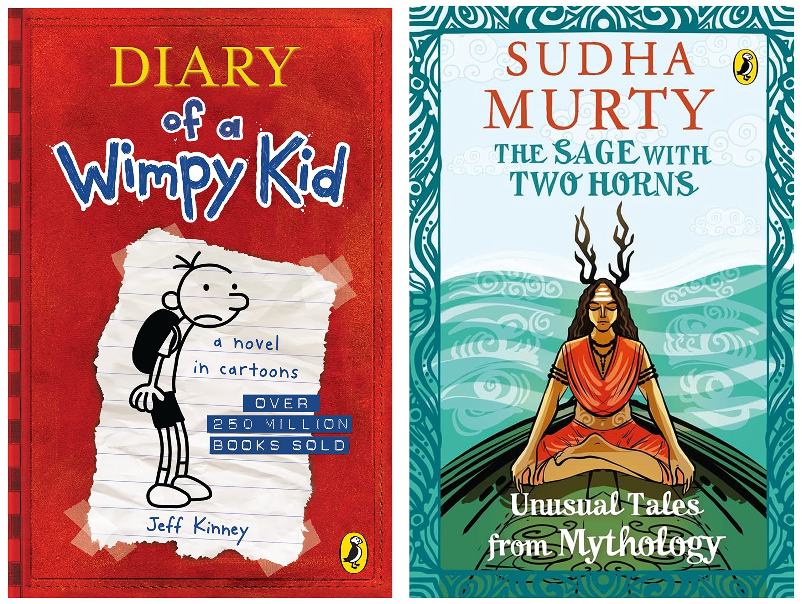 Diary Of A Wimpy Kid (Book 1) & The Sage with Two Horns: Unusual Tales from Mythology | Illustrated Books for Kids | Puffin Books for Children