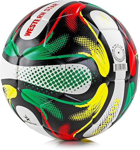 Miniatura 3 de Western Star Soccer Ball Size 4 & Size 5 - Official Match Weight - 5 Colors - Youth & Adult Soccer Players - Thermo Bonded Hybrid Balls - Reinforced
