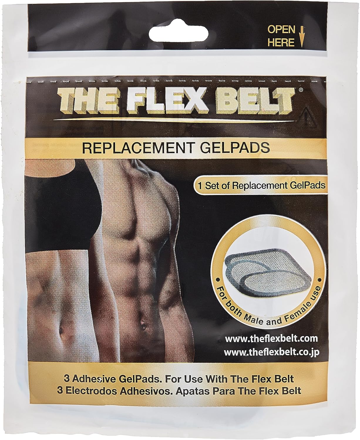 Flex Belt The Gel Pads (1 Set), Grey, one Size, Strength Training