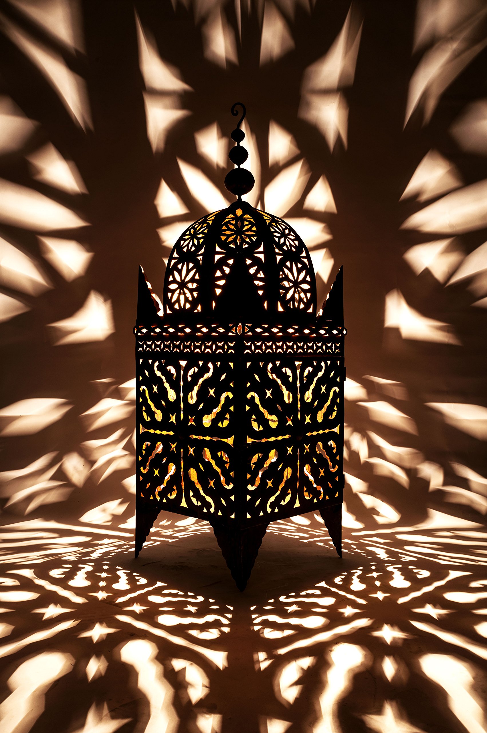Frane - Farol oriental hecho a mano de metal en óxido 80 cm
