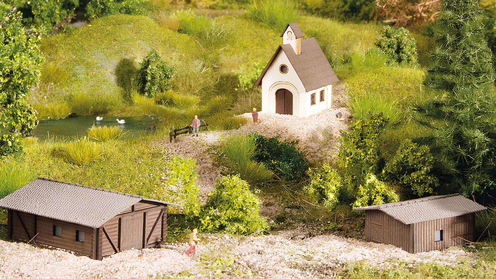 NOCH Kleingebäude-Set, 3-teilig, Laser-Cut Modelle für Modellbahnen Spur Z, Szenengestaltung