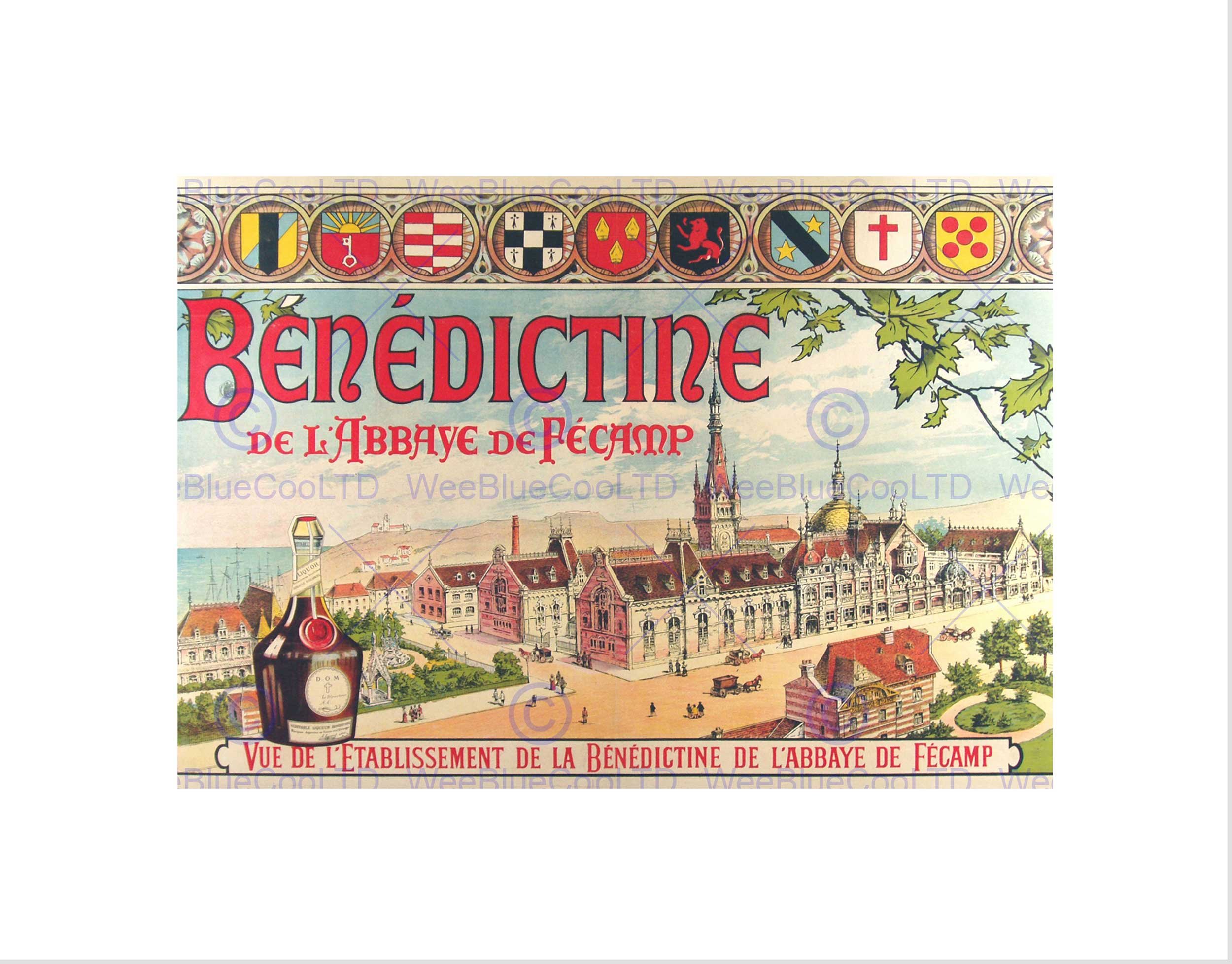 Wee Blue Coo Advertisement Benedictine Liqueur Herbal Beverage Drink Wall Art Print
