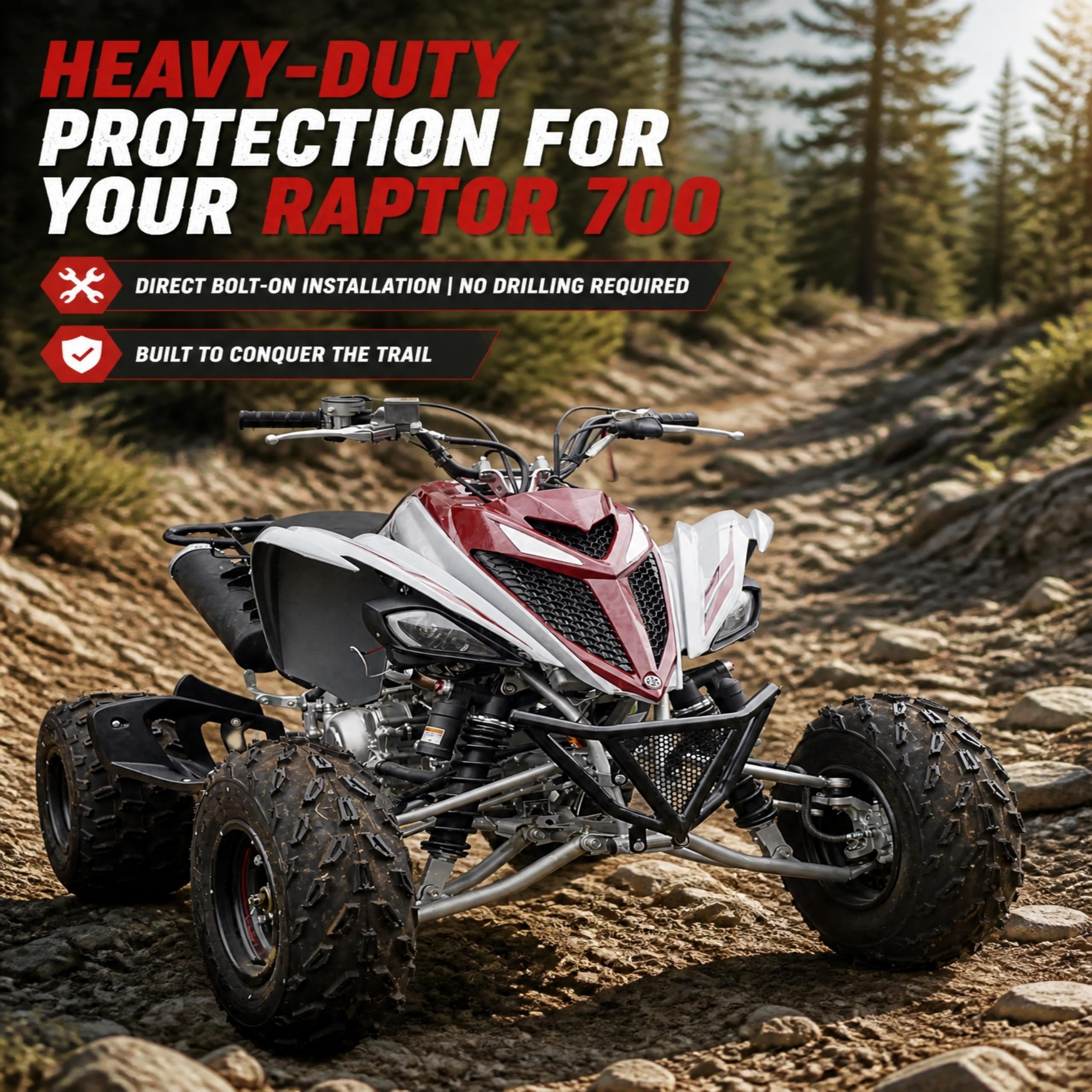 SAUTVS Protections de pare-chocs avant pour Yamaha Raptor 700 700R, protection profil avant pour Yamaha Raptor YFM 700/700R 2006-2023. Accessoires.