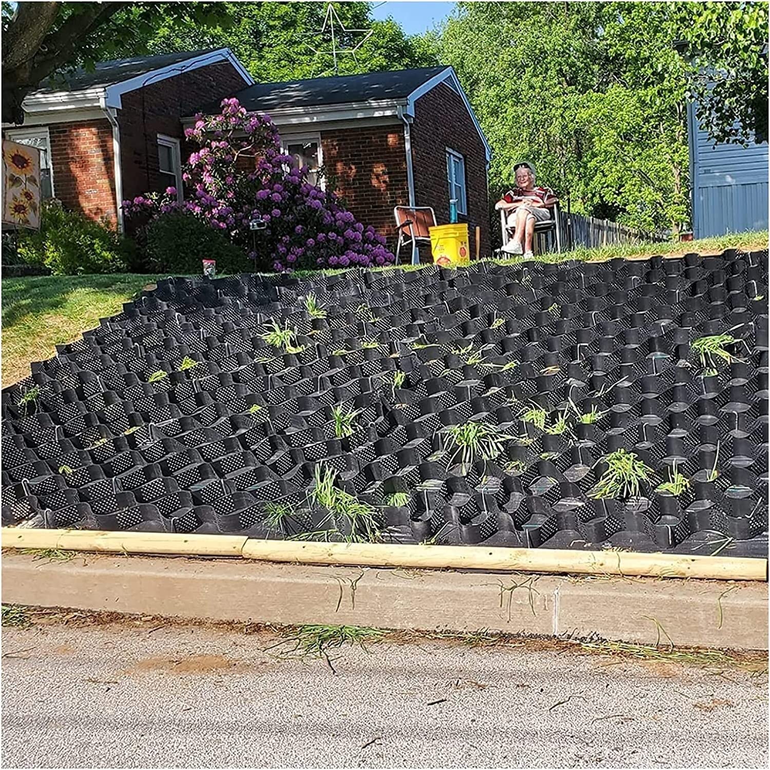 Ground Grid Geogrid for Landscape, Polyethylene Ground Grid Geocell Grid Honeycomb Permeable Pavers (Size : 3x5m/10x16ft)