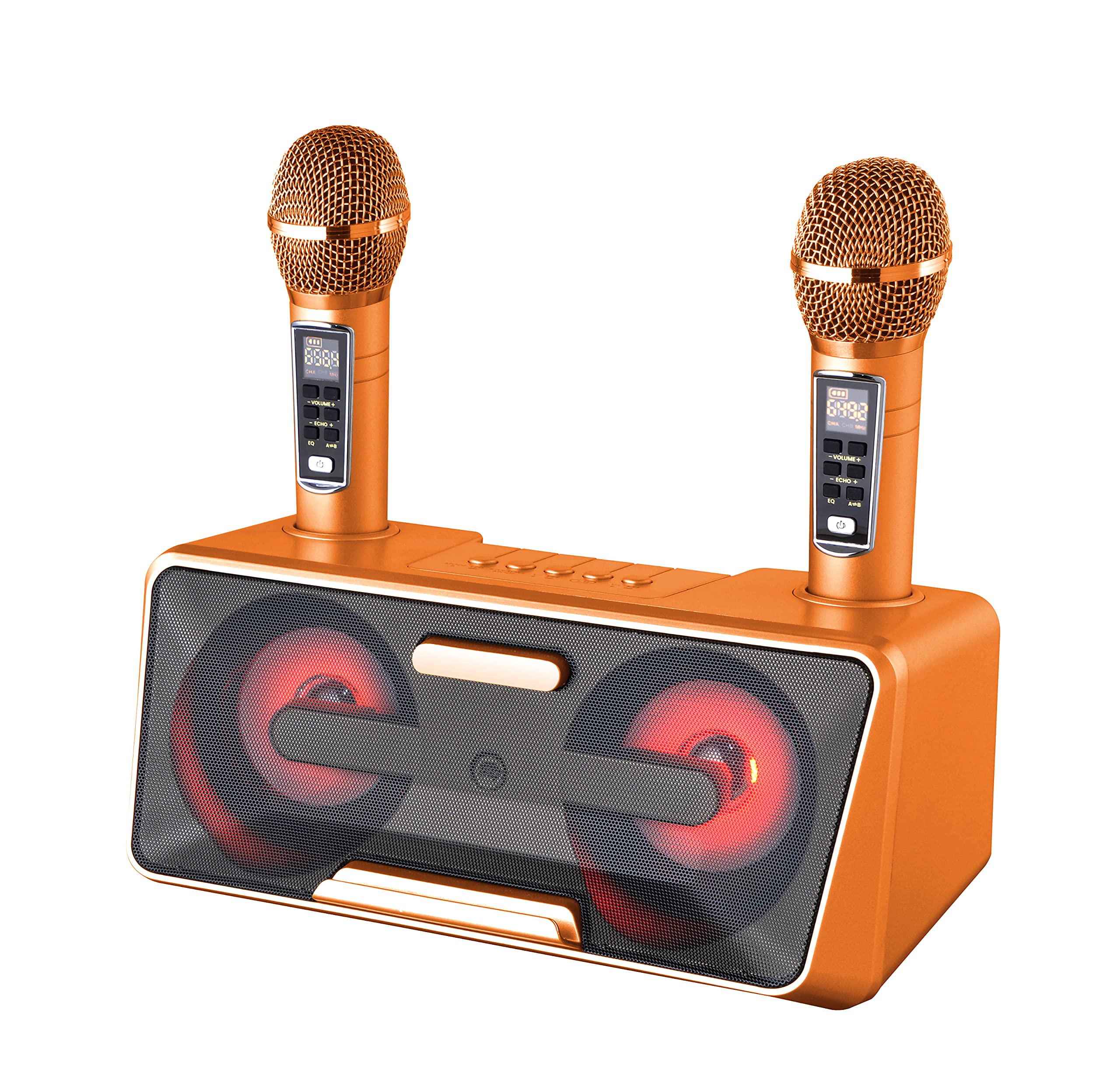 portable karaoke machine for kids & adults - best birthday gift w/bluetooth speakers, 2 wireless microphones, led lights, tablet holder, pa system & karaoke song mode!