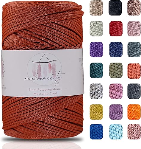 Miniatura 118 de Makromecity, 2 madejas de cuerda de macramé de poliéster de 0.079 in x 250 yardas (750 pies) de 0.079 in de polipropileno para macramé, arte