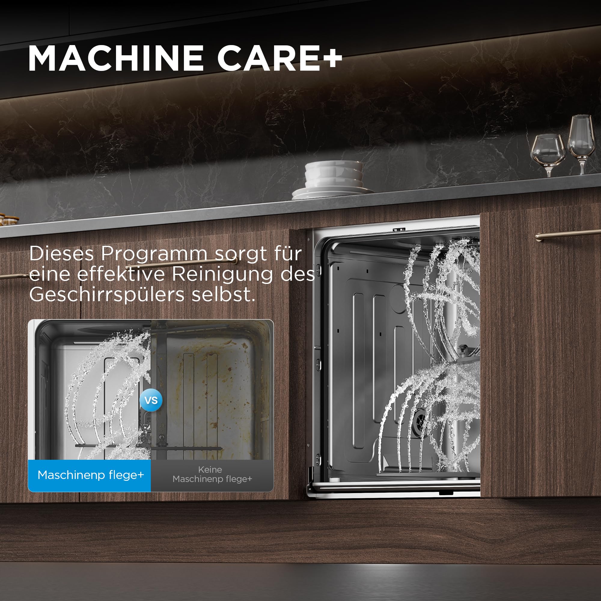 Midea Vollintegrierter Geschirrspüler 60 cm, 15 Maßgedecke, 42dB Leise, Startzeitvorwahl 24h, 9 Programme, Ion Dishfresh, Automatische Önung, Spülmaschine mit WiFi, MDWEB1503MB-EB