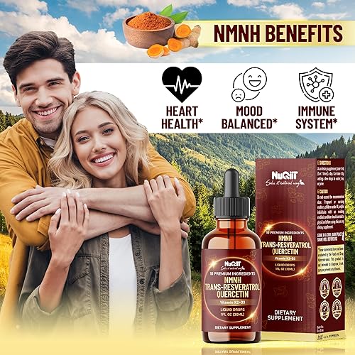 Miniatura 4 de Gotas líquidas NMNH 10 en 1 con NMNH 1000 mg, vitamina D3-K2, quercetina 500 mg, trans-resveratrol 500 mg y 5 hierbas más - Energía celular y