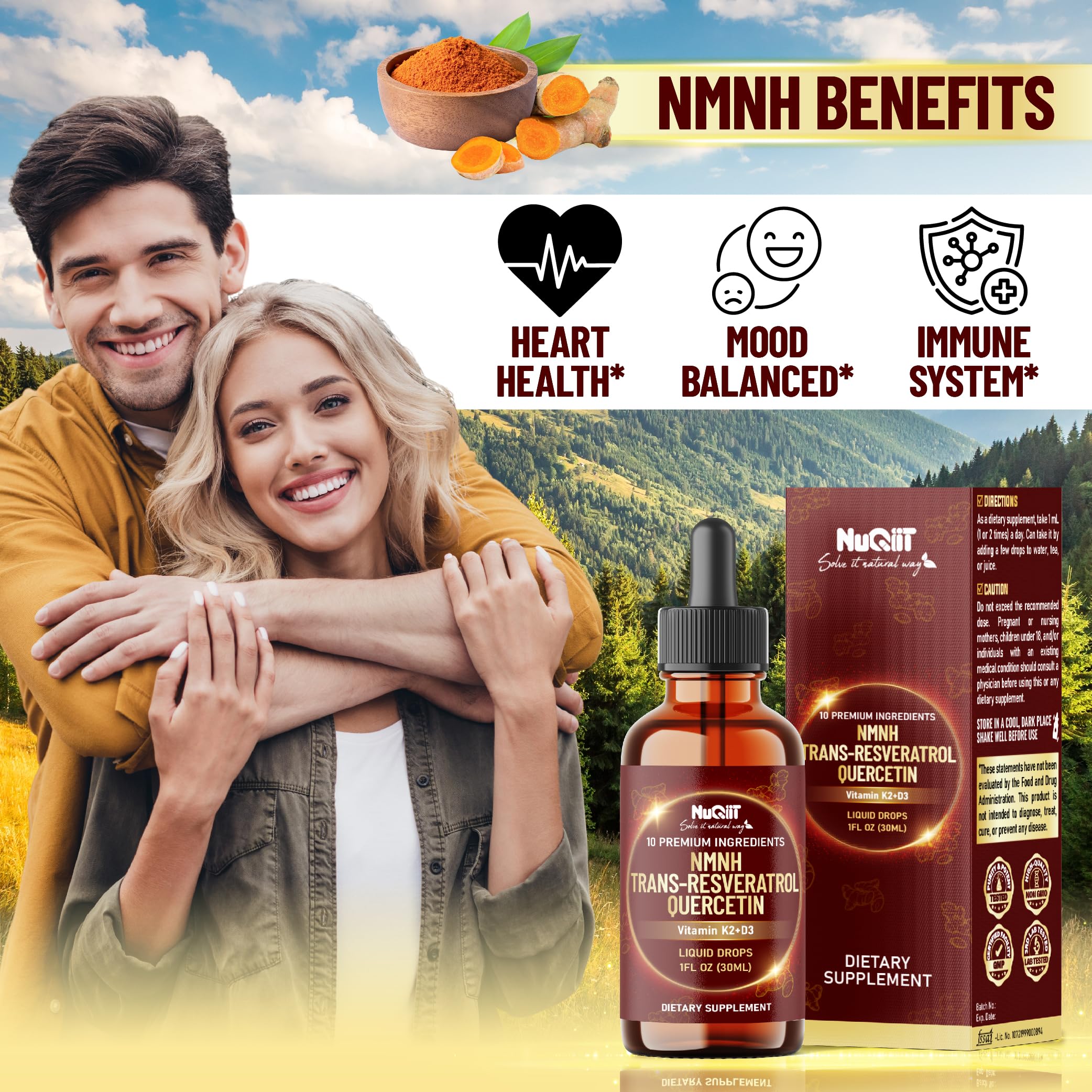 NUQIIT 10in1 NMNH Liquid Drops w/NMNH 1000mg, Vitamin D3-K2, Quercetin Suppement Trans-resveratrol and 5 More Herbals - Cellular Energy & Vitality, Healthy Aging - 1 FL Oz - 2 Month Supply — Amazon image 4