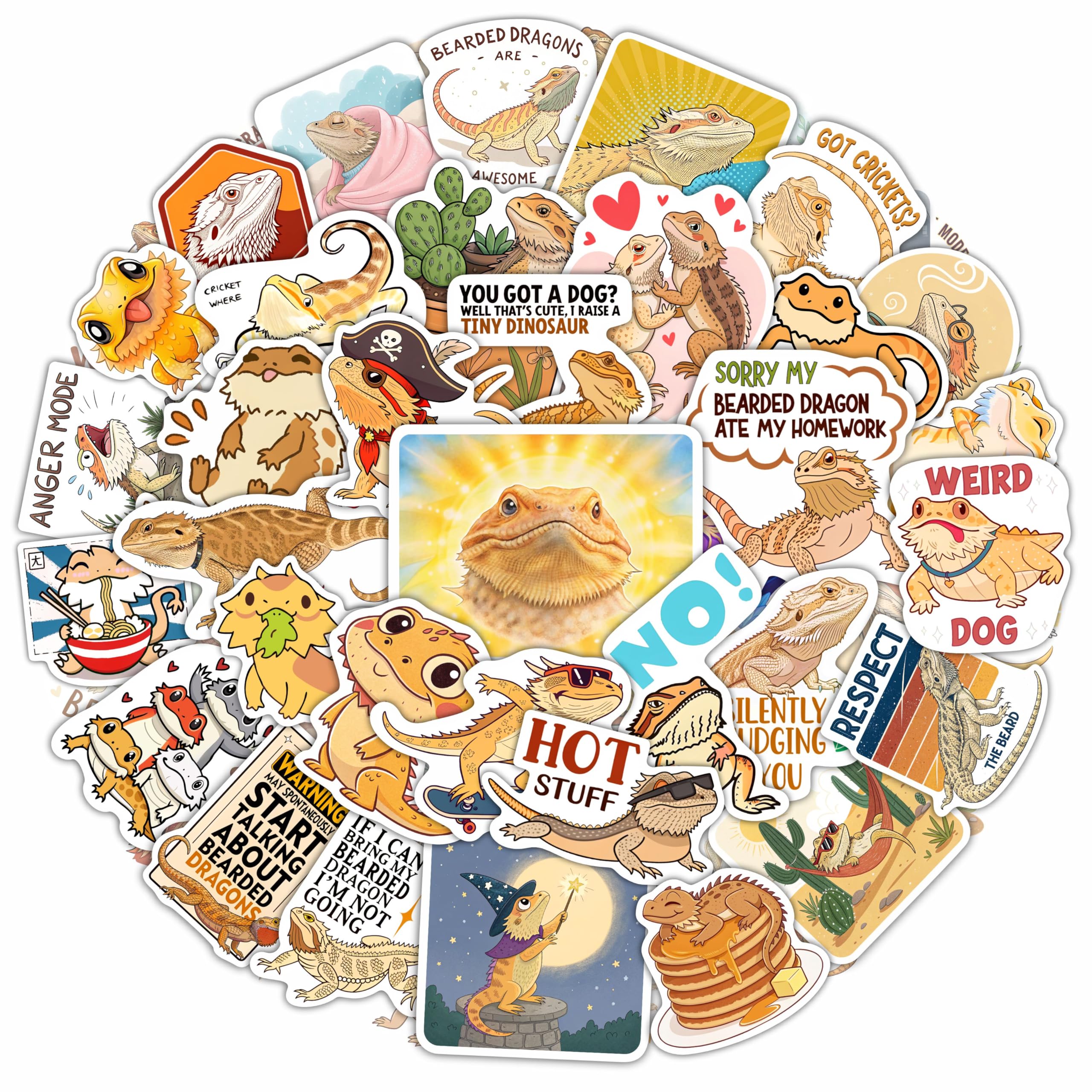 100Pcs Bearded Dragon Stickers for Water Bottle - Bearded Dragon Party Favors - Gift for Women & Men — image 1