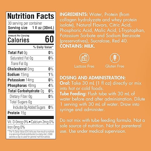 Miniatura 2 de Péptidos de colágeno líquido tipo I, III, 0.53 oz de proteína por onza.  Prosource NoCarb Berry Punch 4 botellas Medtrition