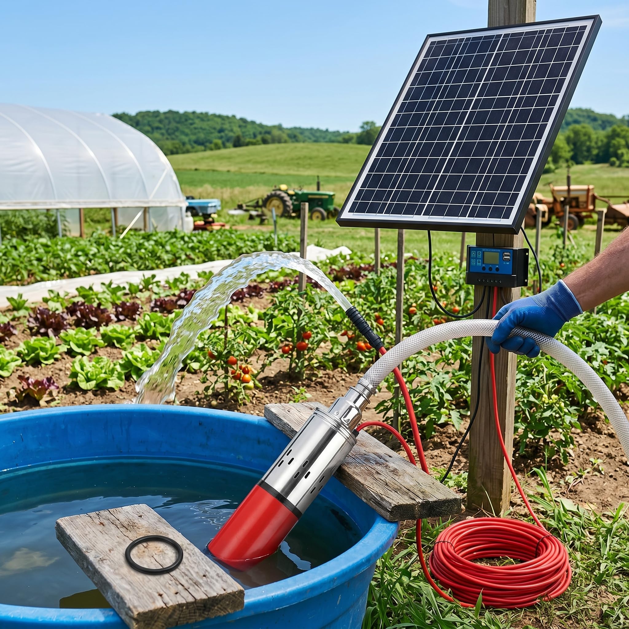 Bomba de agua Solar de 1,5, Bombas y accesorios Bombas para pozos m³ / h DC24V, bomba de pozo profundo, bomba sumergible de tornillo de accionamiento eléctrico, 50 metros de elevación de altura