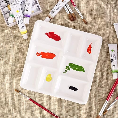 Miniatura 7 de VanEnjoy Paleta de pintura de artista de cerámica cuadrada blanca,Paleta de acuarela de porcelana,Bandeja de mezcla de cerámica para pintura de