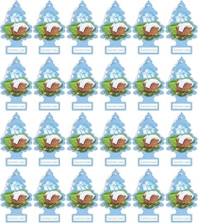 Little Trees Cardboard Hanging Car, Home & Office Air Freshener, Summer Linen (Pack of 24)