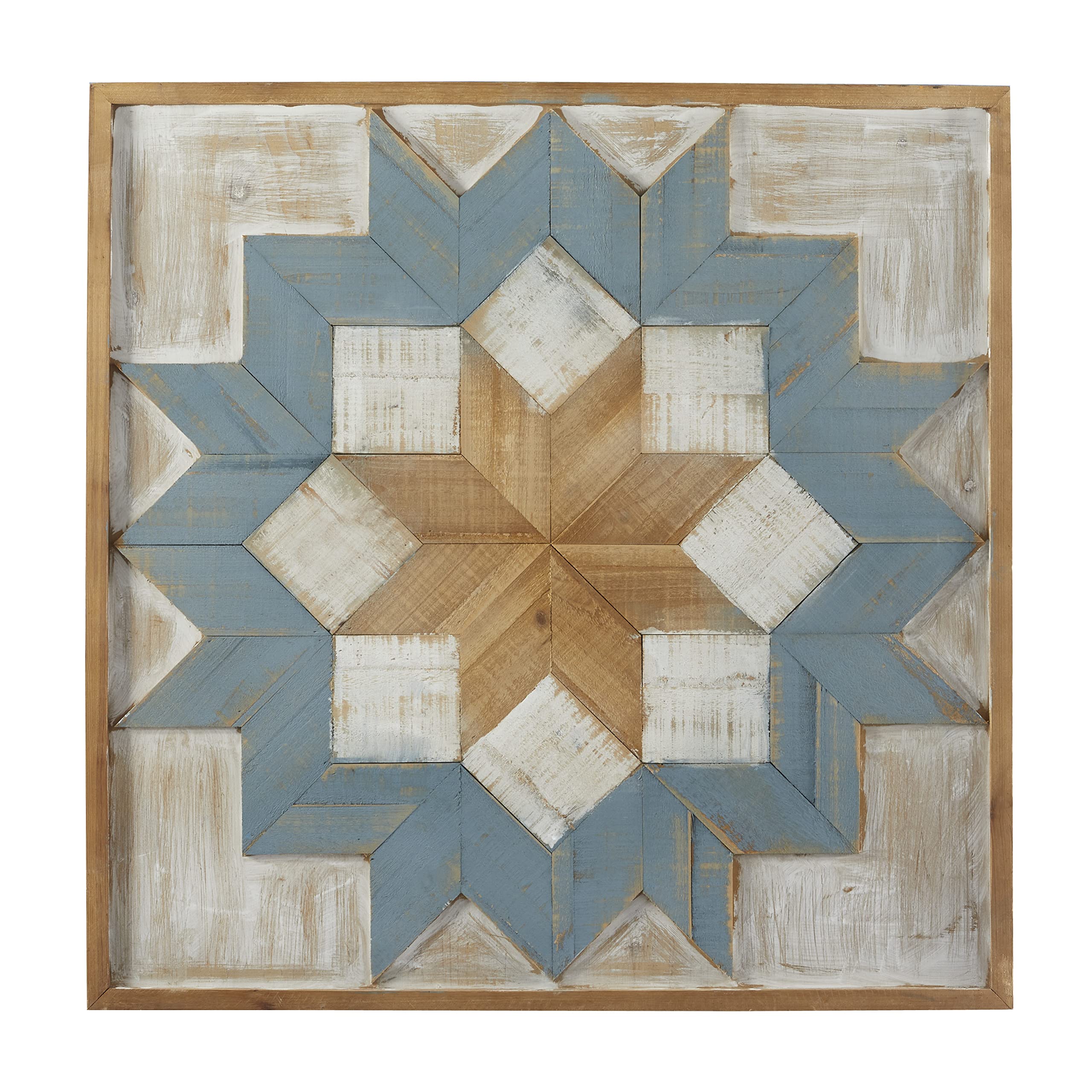 Benzara 98718 Wood Wall Art W, 31" H, Brown, Blue, White, Cyan