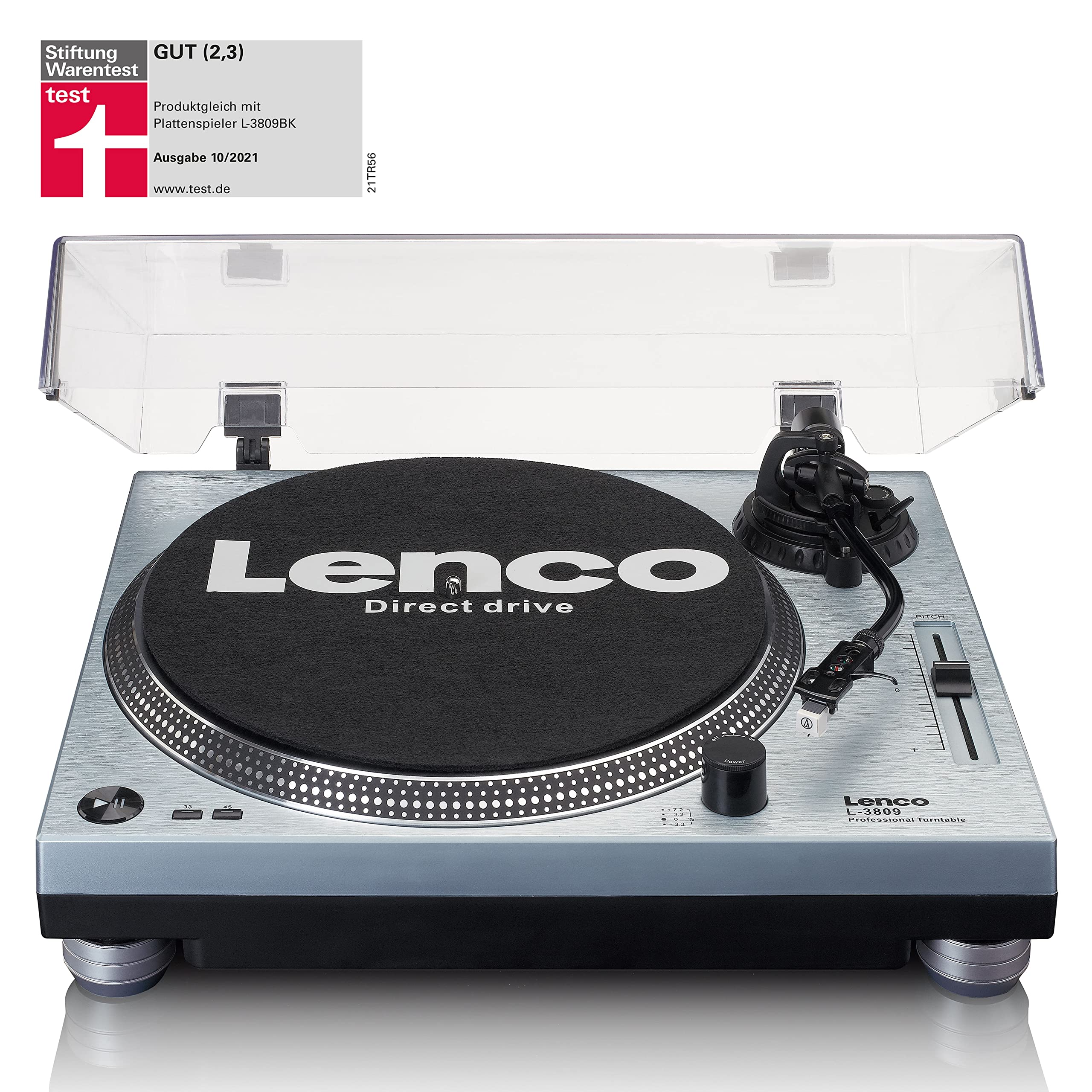 Lenco L-3809ME - Plattenspieler - Schallplattenspieler | L-3809 - USB - Vorverstärker - 33 und 45 U/min - MMC - RCA- Line Out - Blau Metallic