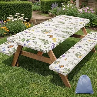 Picnic Table Cover with Bench Covers, Wildflower, 3 Pack, 72 Inch