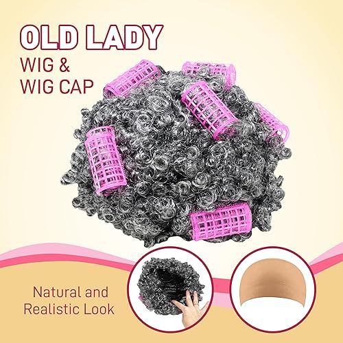 Miniatura 13 de 4E's Novelty Disfraz de anciana para niños, para 100 días de escuela, disfraz de abuela para niñas, accesorio para niños pequeños de 3 a 10 años