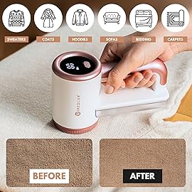 WiredLux Rechargeable Fabric Shaver - Electric Lint Remover for Clothes & Couch - Adjustable 3-Speed, 6-Leaf Blade, LED Display, USB Charging - Depiller with Dual Protection