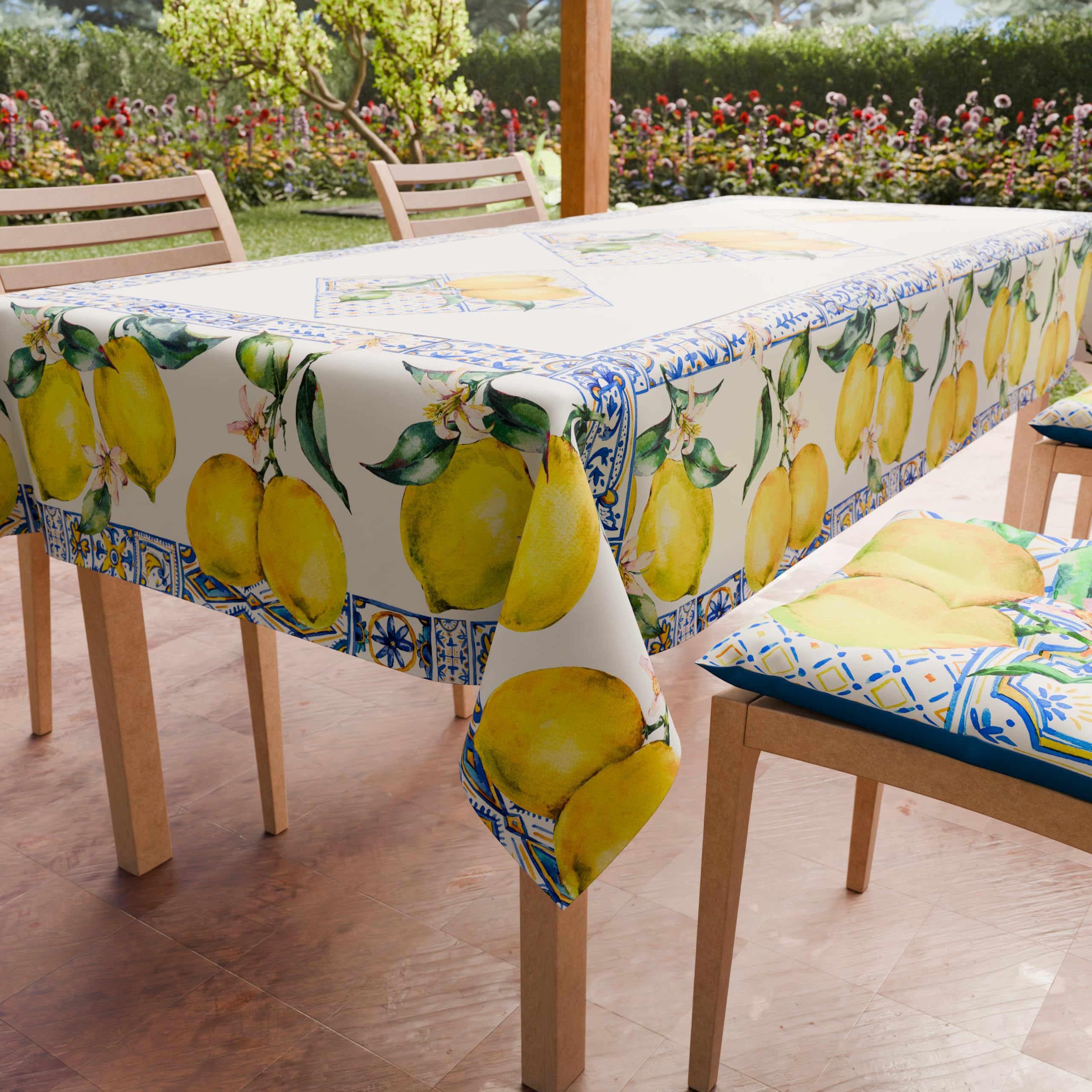 PETTI Artigiani Italiani - Stain-Resistant Kitchen Tablecloth, Vietri 01, X6 Seats (140 x 180 cm), 100% Made in Italy