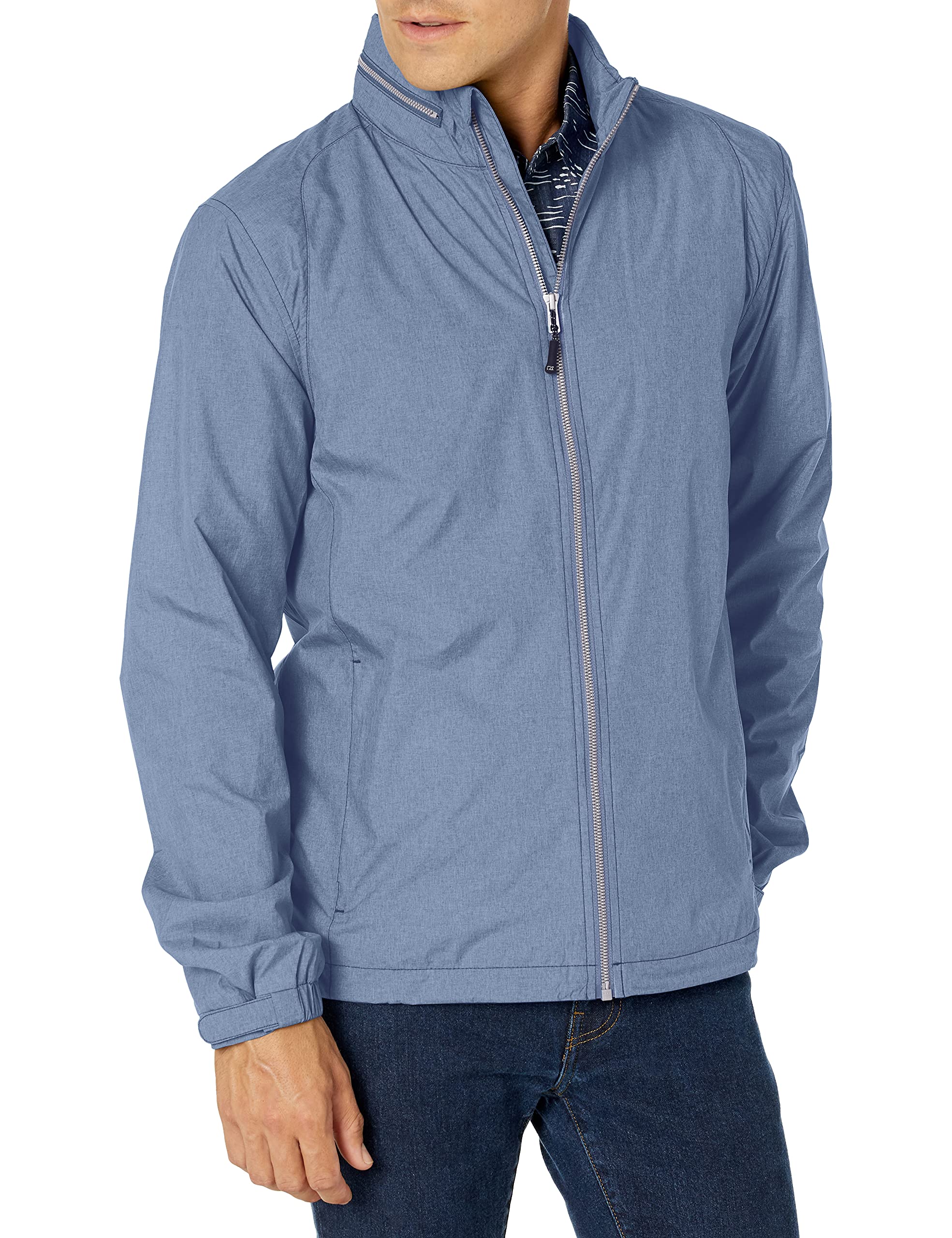 Cutter &amp; Buck Men's Weathertec Packable Weather Resistant Panoramic Hood Jacket