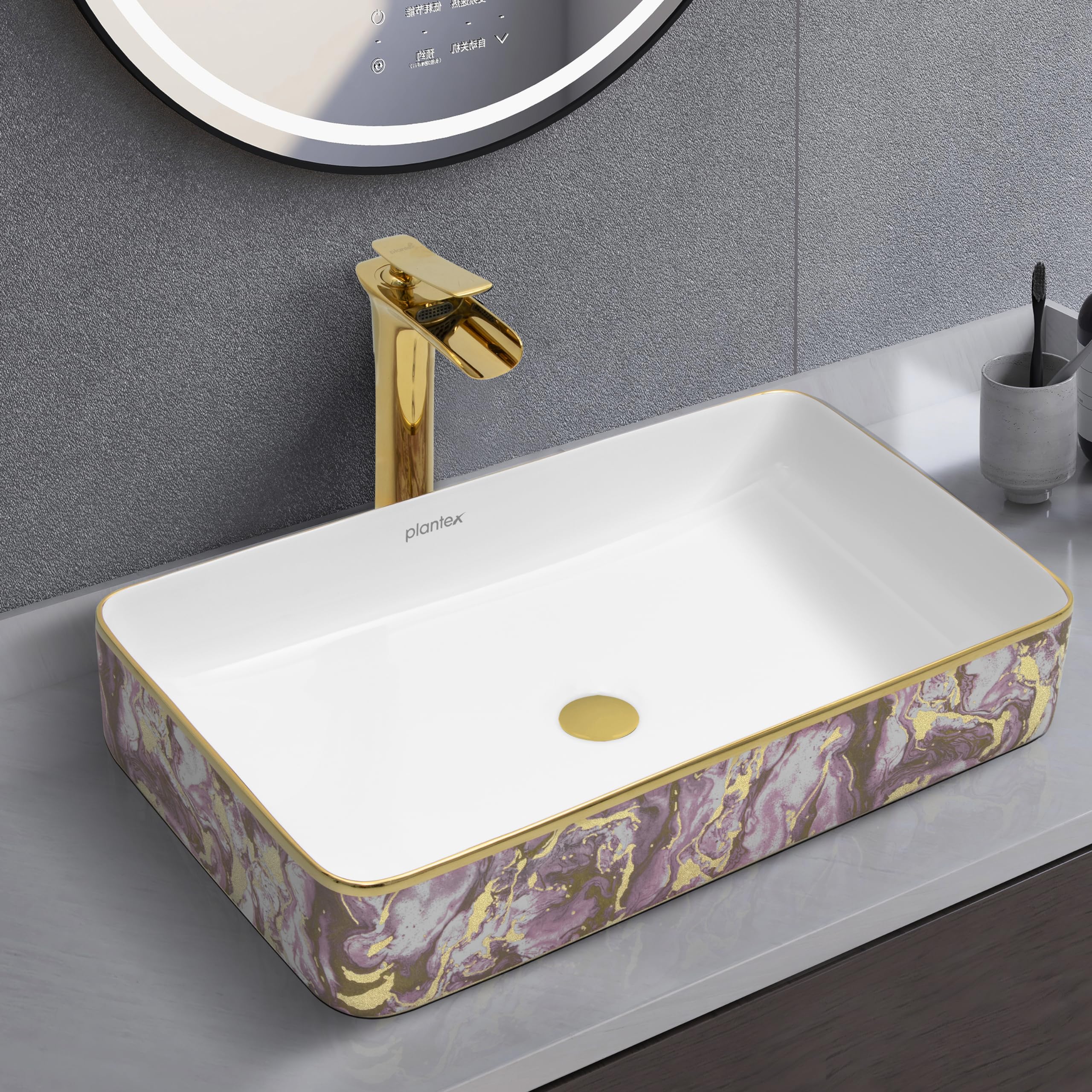 Plantex Ceramic Designer Washbasin for Bathroom/Countertop Bathroom Basin/Rectangle Counter Wash Basin for Restaurant/Hotel (NC-879, 24 x 14 x 5 Inch) (B0D3LMC7JG) Amazon Price History, Amazon Price Tracker
