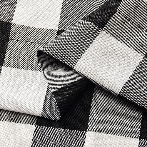 Miniatura 2 de Buffalo Check - Cortina de cocina de granja amarre y bolsillo para barra 42 x 63 pulgadas para ventana pequeña en la cocina color negro y blanco