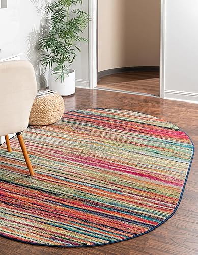 Unique Loom Azalea Collection - Alfombra de área Kehr (Ovalada 5 pies 3 pulgadas x 8 pies 0 pulgadas, turquesaverde azulado)