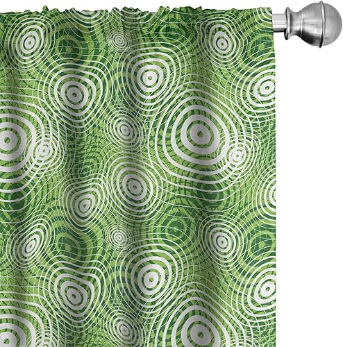 Miniatura 37 de Ambesonne - Cortinas retro para ventana, estilo de los años sesenta y setenta, diseño simétrico repetido de forma redonda geométrica, juego de 2