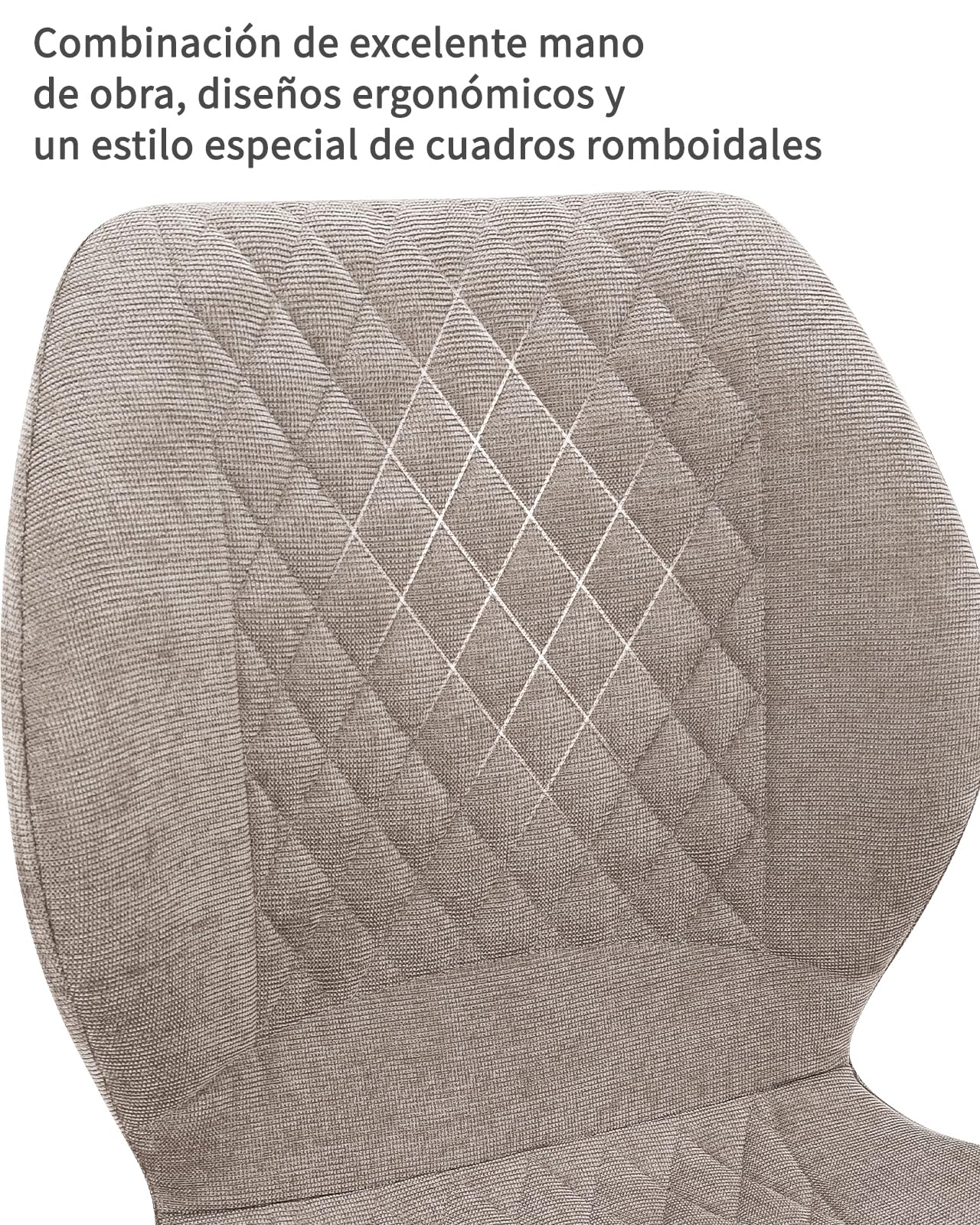 LEWE Juegos de 4 Sillas de Comedor de Lino, Estilo Moderno a Cuadros | Silla de Cocina sin Brazos, Pata de Metal, Tapizadas, Patas Metálicas, para Restaurante, Cocina, Salón, Dormitorio, Marrón